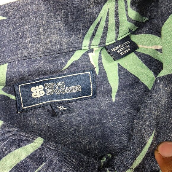 Reyn Spooner Mens Size XL Blue Green Tropical Print Short Sleeve Button Shirt - Picture 5 of 9